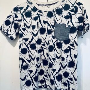 Kids Shark Print Pocket Tee - Gray/Blue